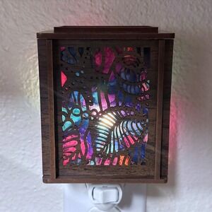 Wooden Night Light Seashell Starfish Laser Cut Wood Ocean Beach Theme Handmade‎